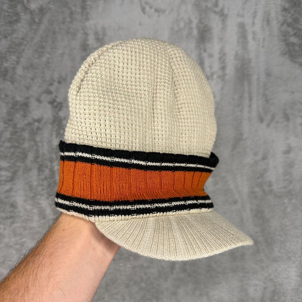 Y2K Goorin Bros Beanie Brimmed One Size Beige Orange Snowboard Vintage Skater